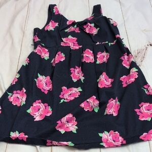 Motherhood Pleated Maternity Dress Navy Blue Pink Roses Floral Empire Waist Med